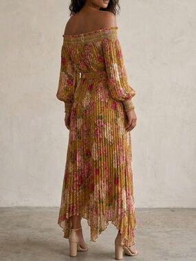 ROCOCO SAND Gold Colorful Off-the-Shoulder MIDI/MAXI Dress | Event Best Dressed